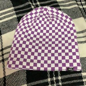 Vans purple & white checkered beanie hat